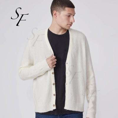 China Custom Made High Quality Leisure Anti-wrinkle Long Sleeve Solid Color Woolen V-neck V-Neck Soft Sweatshirt Cardigan Long Unisex For Men And Women for sale