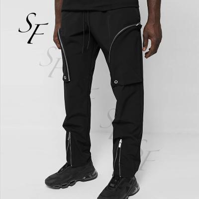 China OEM Anti-wrinkle logo retail zipper pockets multi high quality outdoor streetwear jogger cargo pants men custom made pants for sale