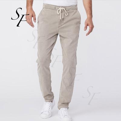 China Summer Vintage Twill Spring Anti-Wrinkle Solid Color Casual Thin Elastic Waist Drawstring Super Brush Jogging Pants For Men for sale