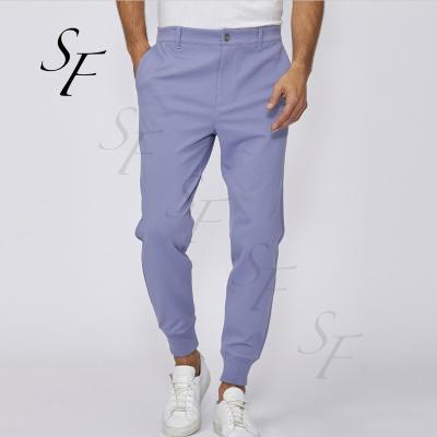 China Custom Multi-pocket Office Jogger Anti-Wrinkle Pants Solid Color Elastic Blue-Gray Training Workout Sweatpants Casual Pants For Men for sale