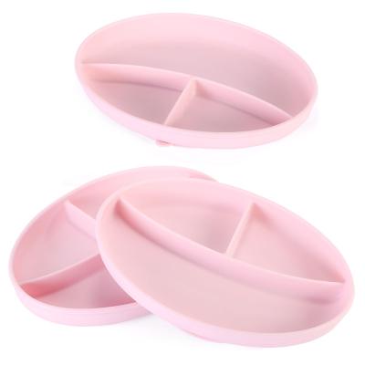 China Food Grade Silicone Non Slip Kids Dinner Mat Divided Suction Silicone Baby Dish for sale