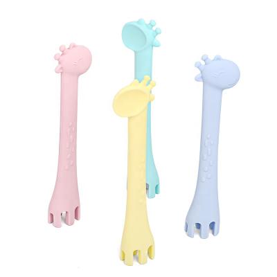 China Bpa Free Baby Sustainable Wholesale Silicone Feeding Training Spoon Set for sale