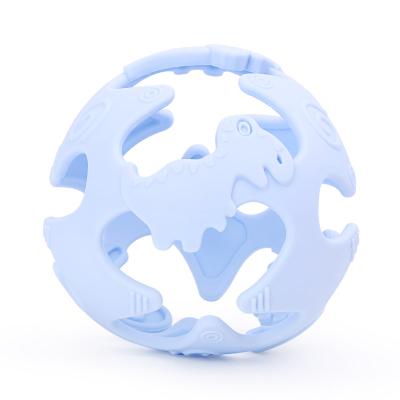 China Bpa Eco Soft Free Organic Cute Baby Teether Toy , Food Grade Silicone Baby 3D Dinosaur Teether Ball for sale