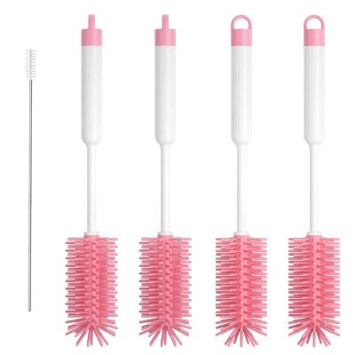 China Viable Household Bottle Silicone Brush Cleaner Handle Water Bottle Cleaning Brush Long Bpa Free Silicone for sale