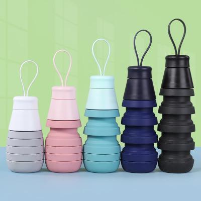 China Custom Viable Sport 750ml Food Grade Silicone Travel Portable Collapsible Collapsible Water Bottle Free Shipping Logo Sublimation BPA Free for sale