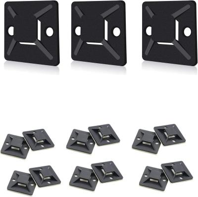 China Self Adhesive ABS/PA66 Cable Tie Mounts Base Brackets with Universal Tie Wire Clips with Screw Hole Tie Wrap UV Resistant Bases for sale