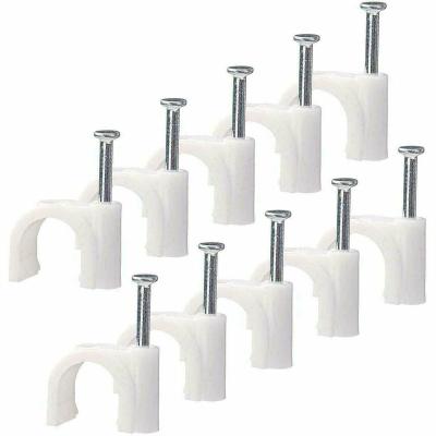 China Plastic Electrical Accessories Cable Black White Round Wire Clips Fixable Organizer Holder Circle Cable Management Cable Clips for sale