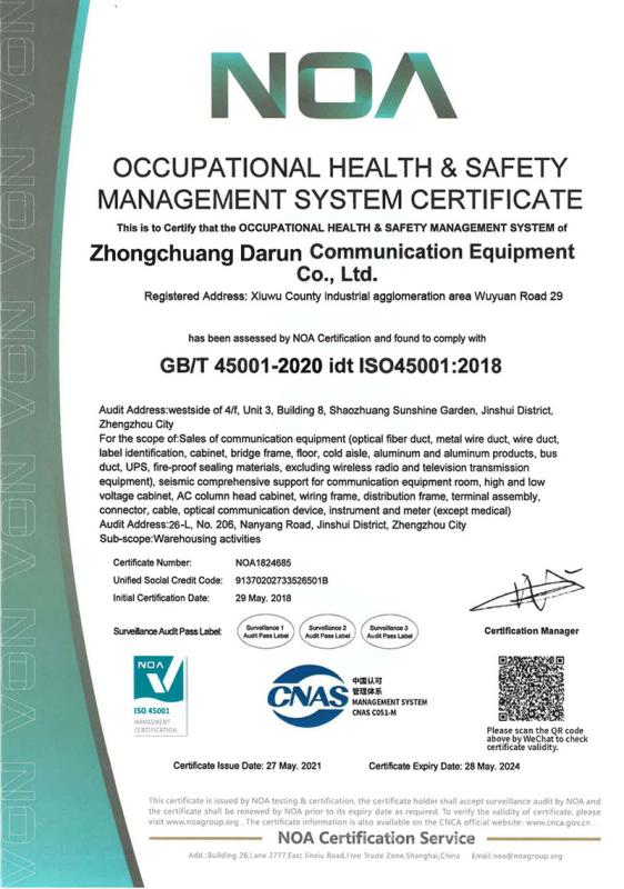 ISO 45001 - Zhongchuang Darun Co., Ltd.