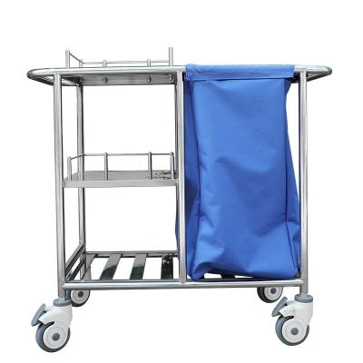 China TWT018 China Stainless Steel Hospital Nursing Cart Easy Clean Nursing Medical Waste Trolley With A Dirt Bag for sale