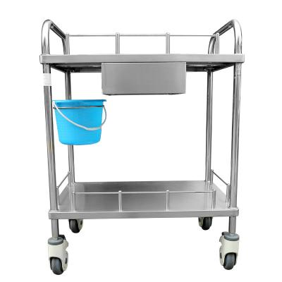 China TWT019 China Easy Clean Nursing Trolley 304 Stainless Steel 2 Shelves Medical Instrument Trolley Hospital For Sale for sale