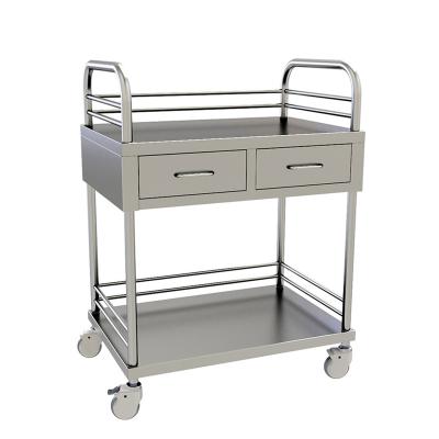 China TWT035 Modern Stainless Steel Treatment Trolley With Double Drawers Medical Trolley Te koop