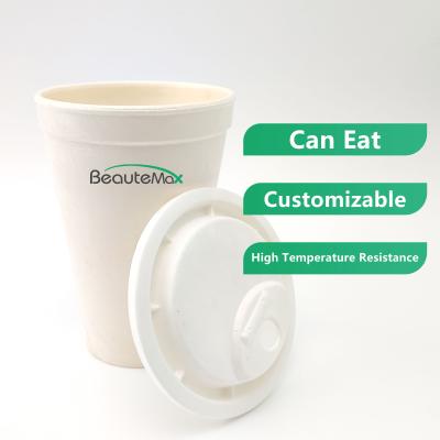 China Disposable Can Eat Customized Price Printing White 55ml 80Ml Biodegradable Tea Cup 6.5Oz Hot Tea Coffee Pla Coated Paper Cups With Lid for sale