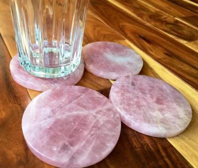 China Viable Popular Hot Tour Deep Plate Rose Quartz Crystal Coasters for sale