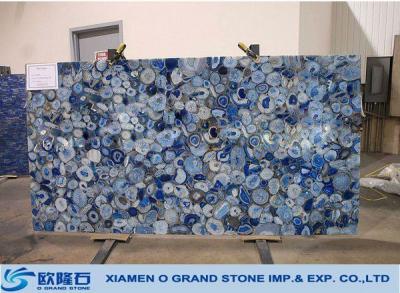 China Widely used in gardening translucent blue agate panel semi-precious stone slabs blue agate slabs for sale