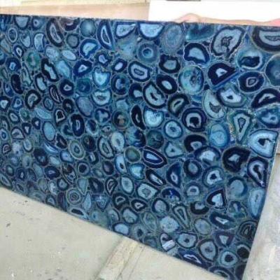 China Natural Dark Blue Agate Slab Composite Tile Gemstone for sale