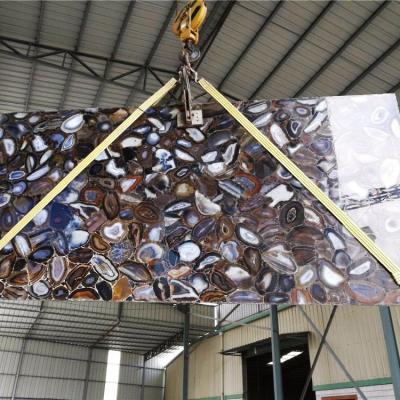 China Colorful Semi Precious Stone Tile Wholesale Brown Agate Tile for sale