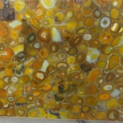 China Backlit Yellow Semi Precious Stone Tile Agate Slabs for sale