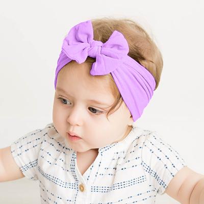 China Soft Custom 100%Polyester Newborn Kid Girl And Elastic Bowknot Flower Headbands Baby Headband for sale