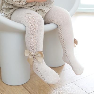 China Antibacterial Newborn Children Bow Knot Baby Pantyhose Girls Socks Gaiters Knitted Colorful Cotton Kids Stockings Baby Pantyhose for sale