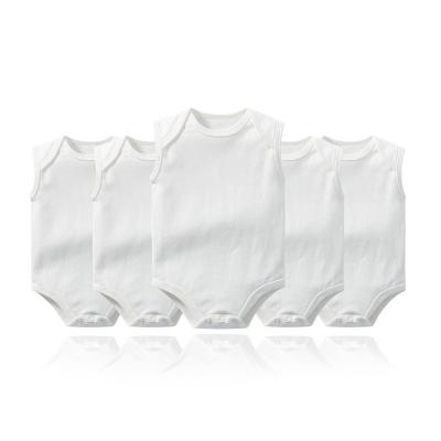 China Toddler 100% Cotton Fashion White Sleeveless Jumpsuit Newborn 5pcs 3-24M Kids Clothes for sale