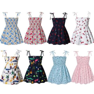 China Anti-wrinkle Amazon spot cotton dress fashion girls style floral skirt summer western babies suspender skirt children for sale