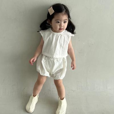 China 2022 New Anti-wrinkle children's clothing cotton solid color suit girls' two-piece suit for sale