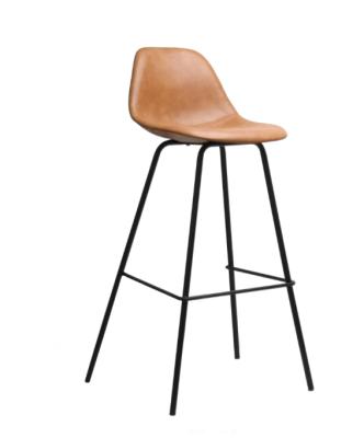 China Modern Comfortable High Chair Leather Brown Modern Bar Chair With Metal Steel Legs for sale