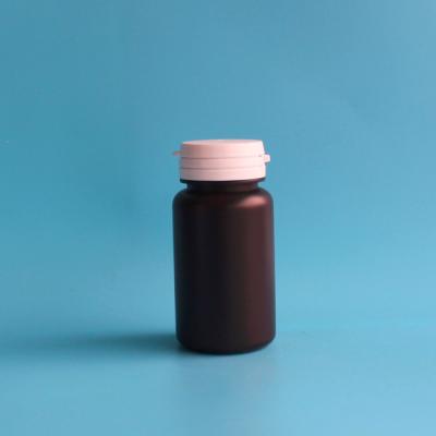 China Brown Medcine Bottle 75ml Small HDPE Plastic Medicine Bottle With Rough Cap , Medical Capsule Bottle for sale