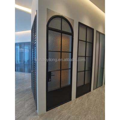 China Factory Price Guarantee Waterproof Custom Black Aluminum Frame Quality Glass Hinged Swing Door for sale