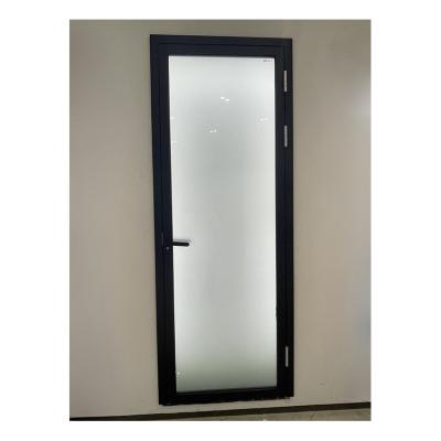 China Best Selling Top Quality Customized Design 3 Door Hinges Frame Frosted Glass Waterproof Black Swing Door for sale