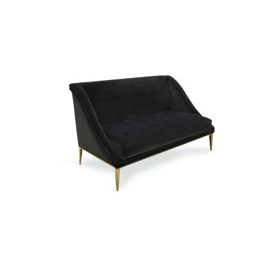 China Modern Custom Sofas And Elegant High Gloss Polished Brass And Black Velvet Sofa for sale