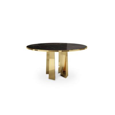 China Round Table Marble Modern Brass Gold Dining Furniture Dining Tables Marble Dining Tables for sale