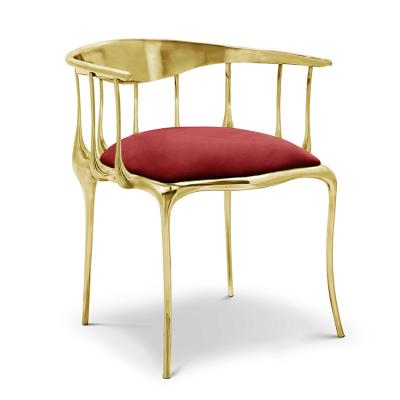 China Furniture Flannel Seat Dining Chairs Luxury Royal Brass Frame Dining Room Home Furniture Flannel Seat Dining Chairs for sale