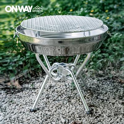 China OnwaySports Wood Easily Assembled Burning Camp Stove Folding Stainless Steel Grill Firewood Stove For Outdoor Camping for sale