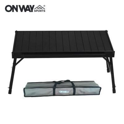 China Modern Black Light Weight Easy Folding Egg Roll Aluminum Composite Folding Camping Picnic Table for sale