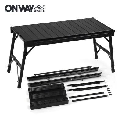 China OnwaySports Modern Black Color Egg Roll Up Top Portable Outdoor Lightweight Aluminum Folding Camping Table for sale