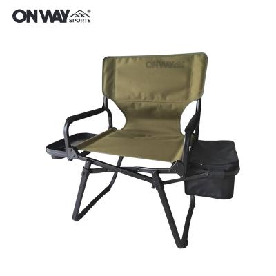 China Modern OnwaySports Aluminum Foldable Manager Camping Chair With Side Table And Cooler Bag for sale