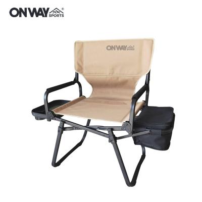 China Onwaysports New Modern Outdoor Aluminum Compact Folding Camping Manager Chair With Side Table And Cooler for sale