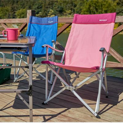 China Pink Portable Aluminum Picnic Beach Foldable Camp Chair Comfortable Durable Material For Traveling for sale