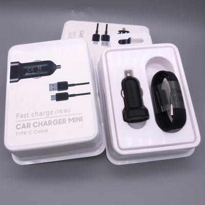 China Original Mobile Phone/Ipad/Camera/PDA/MP3 2 in 1 18W 2A Mini USB Car Charger Fast Charging Adapter + 1.2m USB C C Cable For S8 S10 for sale