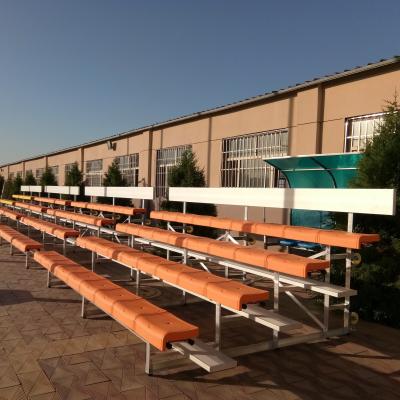 China Aluminum Playground Outdoor Metal Bleachers 4 Rows With Seats for sale