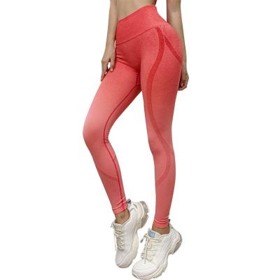 China High Waist Workable Yoga Pants Lift Hip With Elastic Gradient Ramp Pattern Fitness Exercise Yoga Pants Tight Pants Women's Top for sale