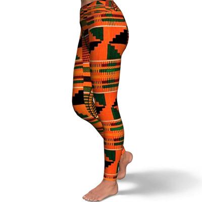 China Sustainable African 3D Print Yoga Pants Hip Lift With Elastic Gradient Ramp Pattern Fitness Exercise Yoga Pants High Top Tight Pants Women for sale