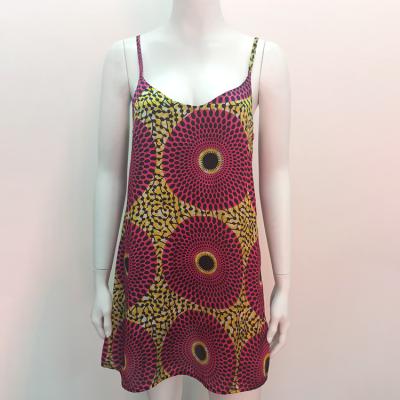 China QUICK DRY African Custom Print Satin Camisole Sexy Women Night Dress for sale