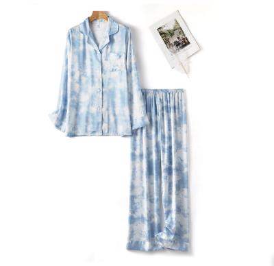 China INS Women Leisure Cartoon Tie Dye Two QUICK DRY Sets Wrap Long Sleeve Home Clothes Women Pants Pajamas for sale