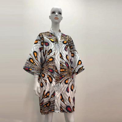 China QUICK DRY Unique African Women Satin Printing Design Silk Long Robe Sleepwear for sale