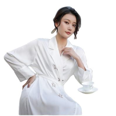 China Ice Cream Nightgown Long Sleeve Women's Fashion Thin Silk Bathrobe QUICK DRY Summer Casual Home Wear for sale