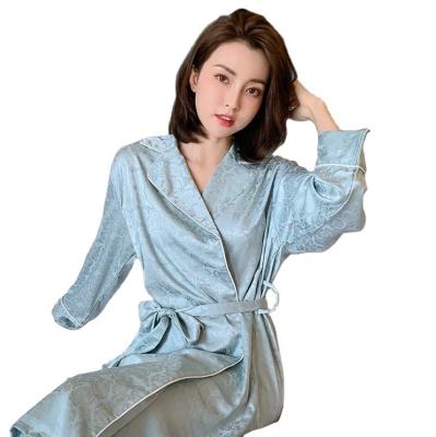 China Elegant Women QUICK DRY Lady Party Pajamas Spring And Autumn Plain Bathrobe Lapel High-grade Leisure Home Wear for sale