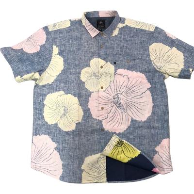 China Hemp+organic Cotton Chic Design Men's Reversible Digital Printing Hawaii Style Anti-pilling Shirt for sale