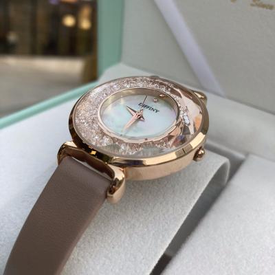 China Ladies Genuine Crystal Diamond Watches Brands Luxury Women Water Resistant OEM Luxury Custom Dial Leather Straps Quartz Ladies for sale